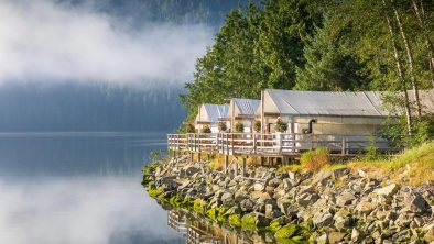 Clayoquot Wilderness Resort glamping cabins overlooking the ocean